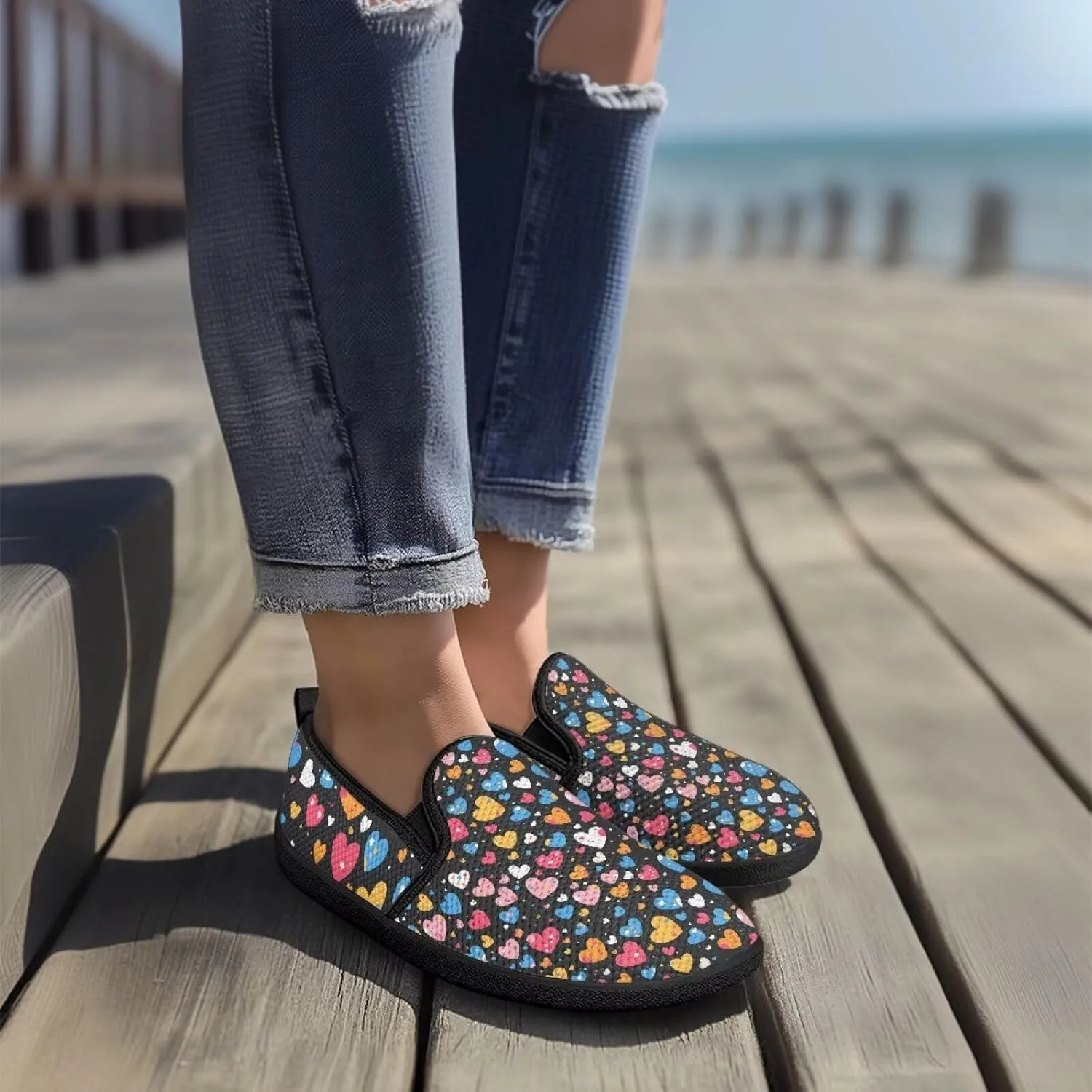 Women's Art Painted Travel Shoes Shoes Slip On Casual Mesh Loafers Lightweight Comfort Fashion Outdoor Sneaker for Ladies US Size 6-11