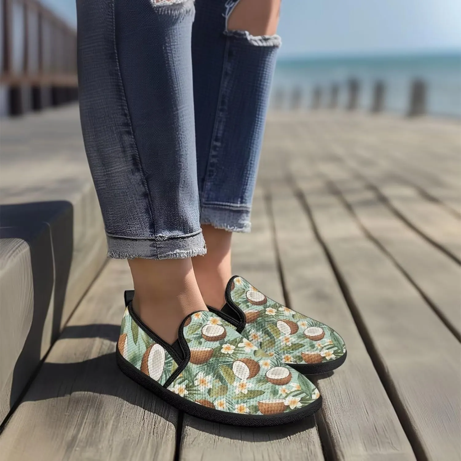 Women's Art Painted Travel Shoes Shoes Slip On Casual Mesh Loafers Lightweight Comfort Fashion Outdoor Sneaker for Ladies US Size 6-11