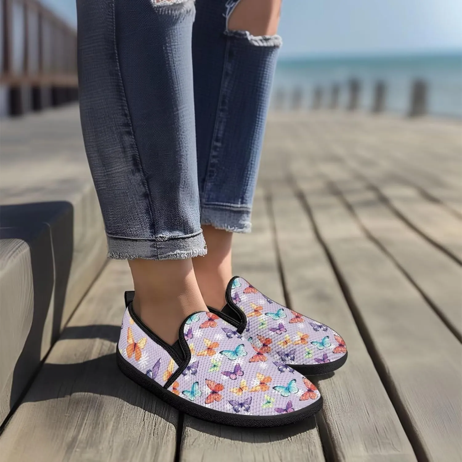 Women's Art Painted Travel Shoes Shoes Slip On Casual Mesh Loafers Lightweight Comfort Fashion Outdoor Sneaker for Ladies US Size 6-11