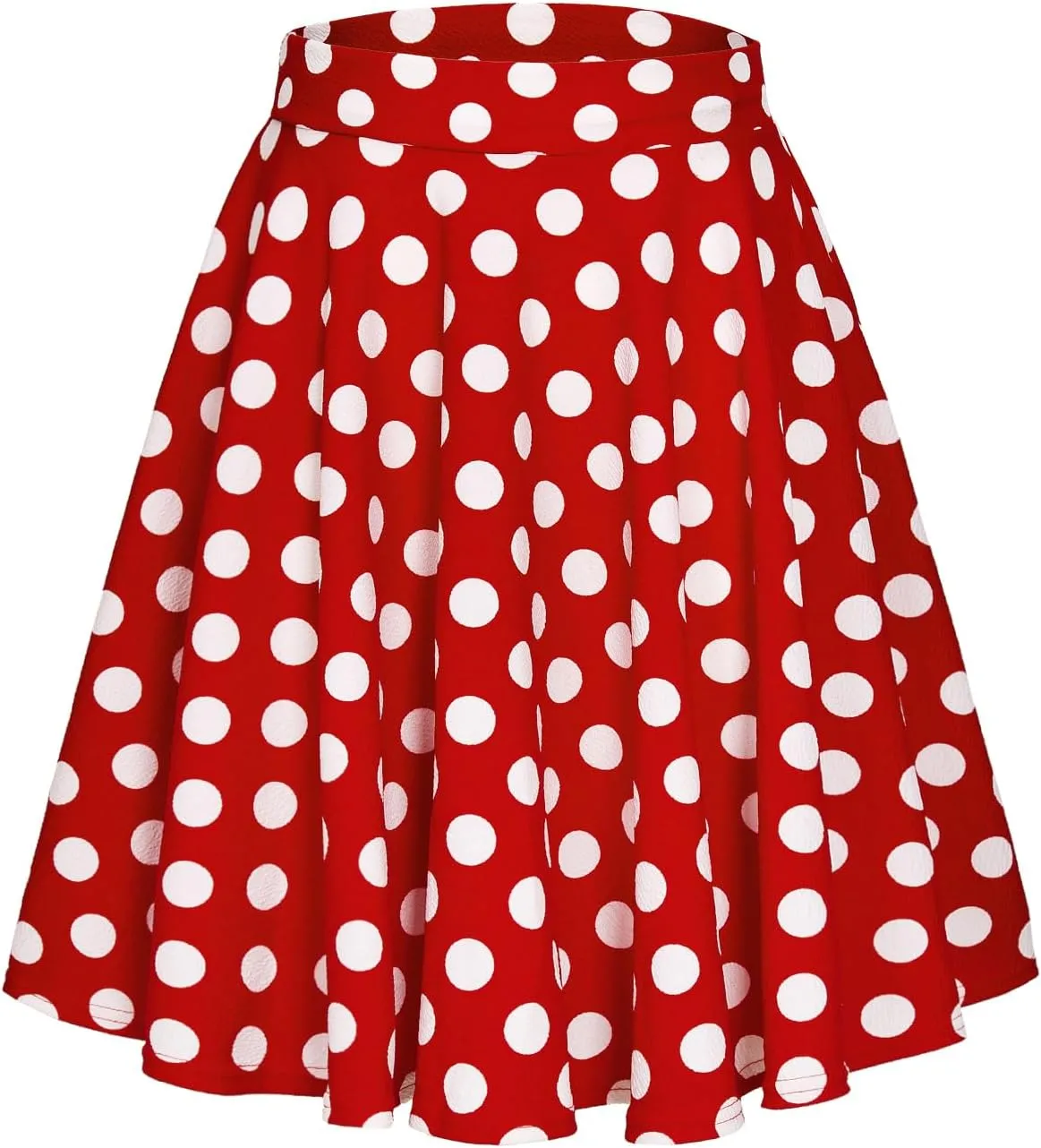 Women's Casual Stretchy Flared Mini Skater Skirt Basic A-Line Pleated Midi Skirt