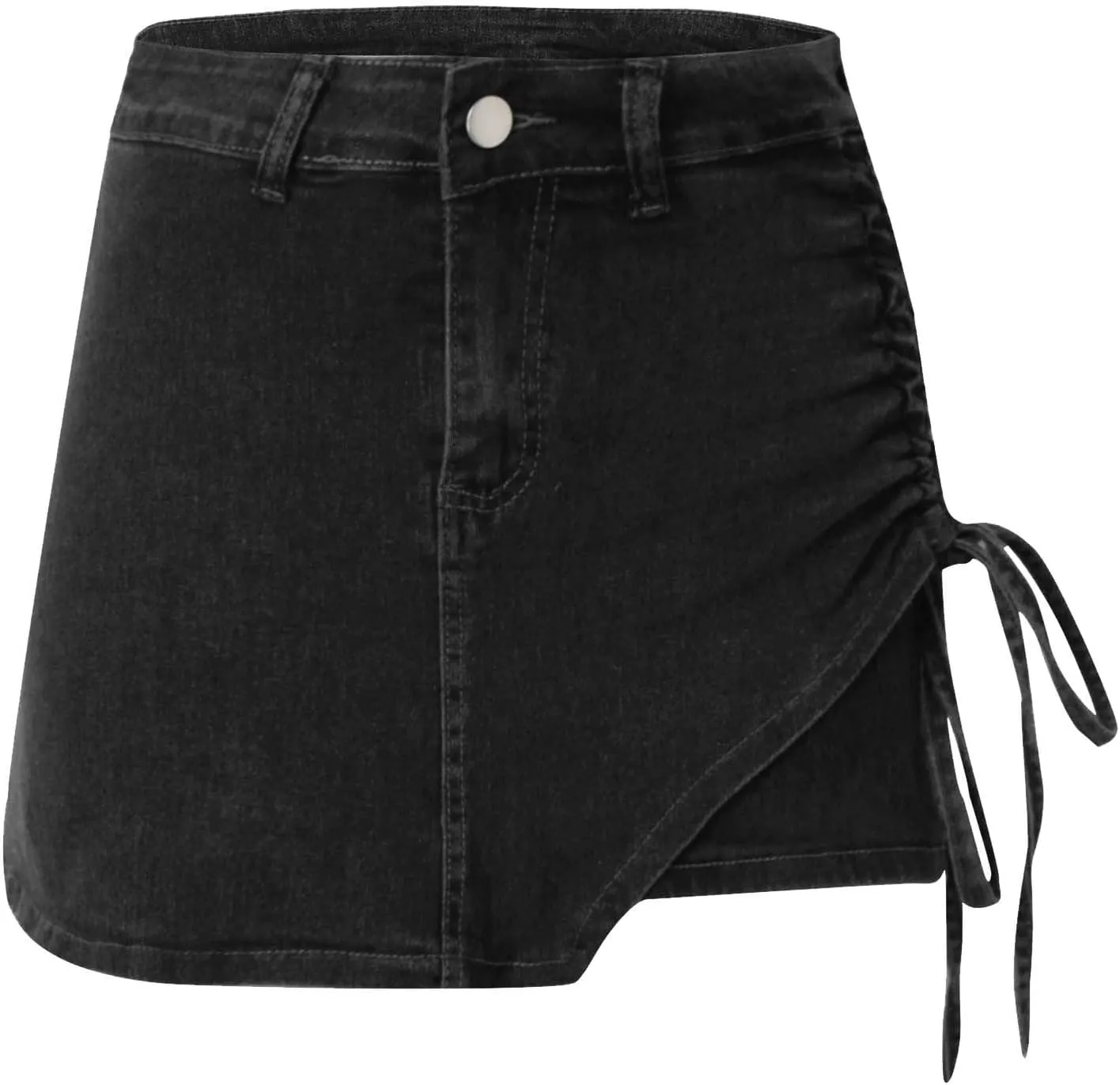 Women's High Waist A-Line Denim Shorts,Light Wash Two-Piece Design,Slimming Skort for Fashionable Summer Outfits