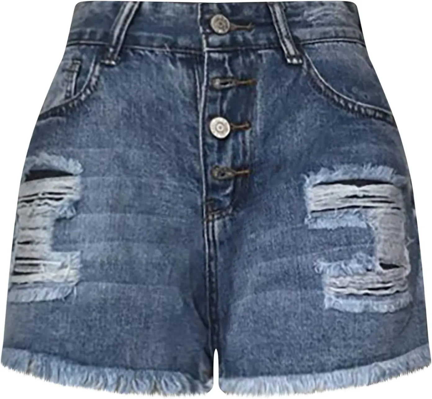Womens High Waist Distressed Cut Off Ripped Jeans Denim Shorts Stretch Summer Casual Mid Rise Raw Hem Hot Jean Shorts