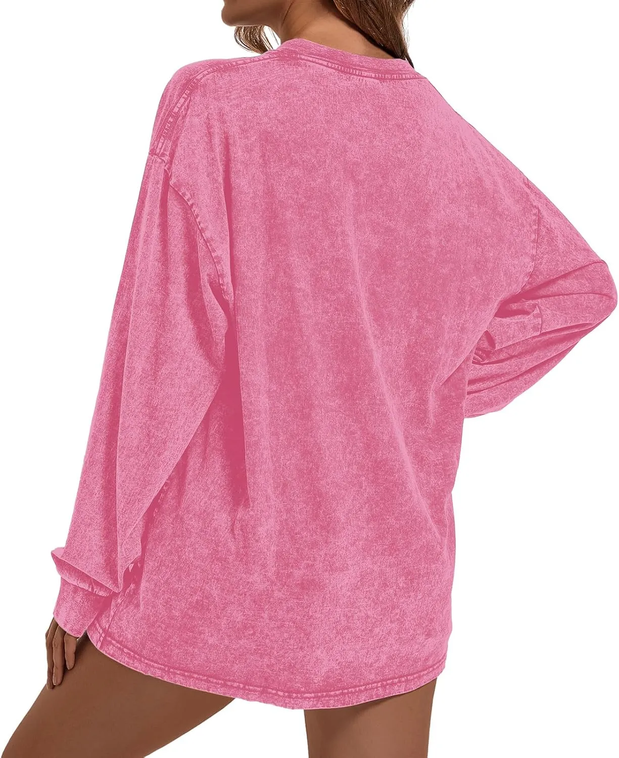 Women's Oversized Graphic Pink Sweatshirt Preppy Aesthetic Smile Face Shirts for Teen Girls Long Sleeve Pullover Top