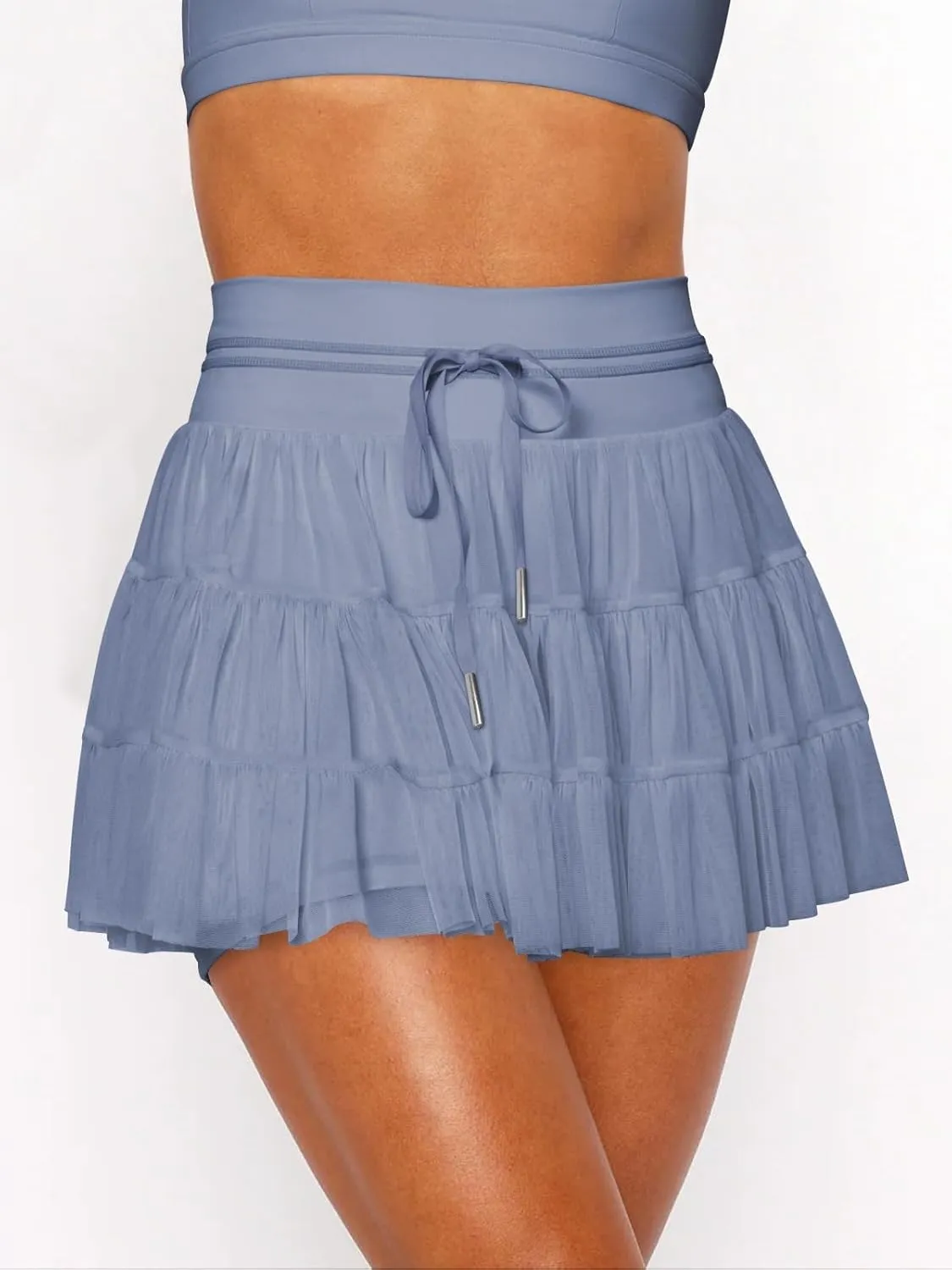 Women's Pleated Skirt High Waisted Ruffle Tennis Skirts Sports Skater Running Skorts with Shorts Pockets