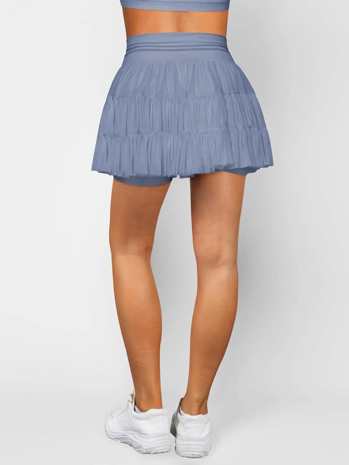 Women's Pleated Skirt High Waisted Ruffle Tennis Skirts Sports Skater Running Skorts with Shorts Pockets