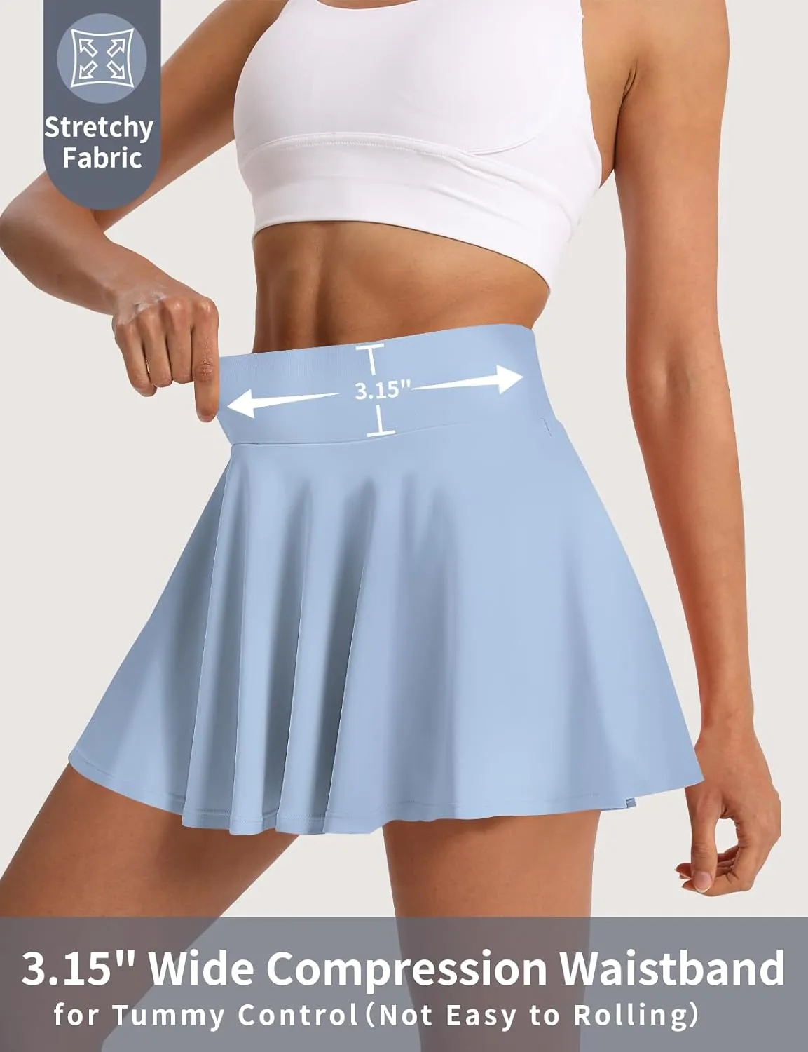 Women's Pleated Tennis Skirt Golf Skorts for Woman High Waisted Tummy Control with Shorts Pockets