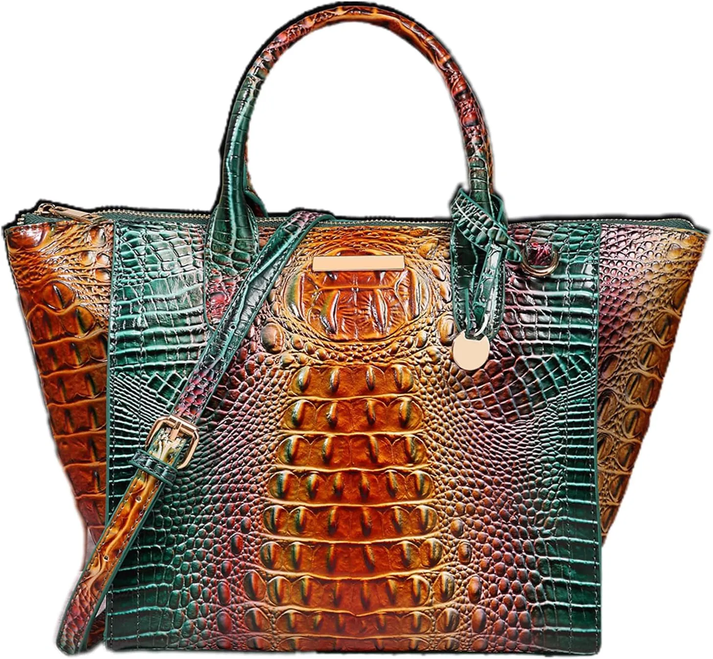 Women's PU Leather Top Handle Tote Bag Fashion Crocodile Print Handbag Satchel Ladies Retro Work Travel Crossbody Bagsbag1272OWOISS