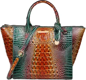 Women's PU Leather Top Handle Tote Bag Fashion Crocodile Print Handbag Satchel Ladies Retro Work Travel Crossbody Bagsbag1272OWOISS