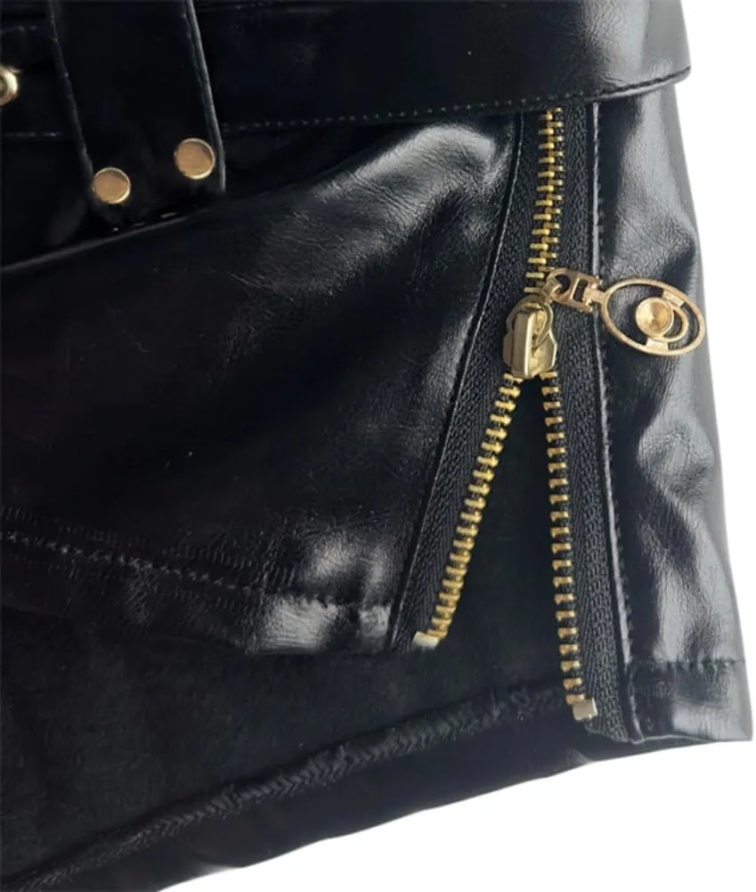 Womens Sexy High-Waisted Faux Leather Shorts Black PU Leather