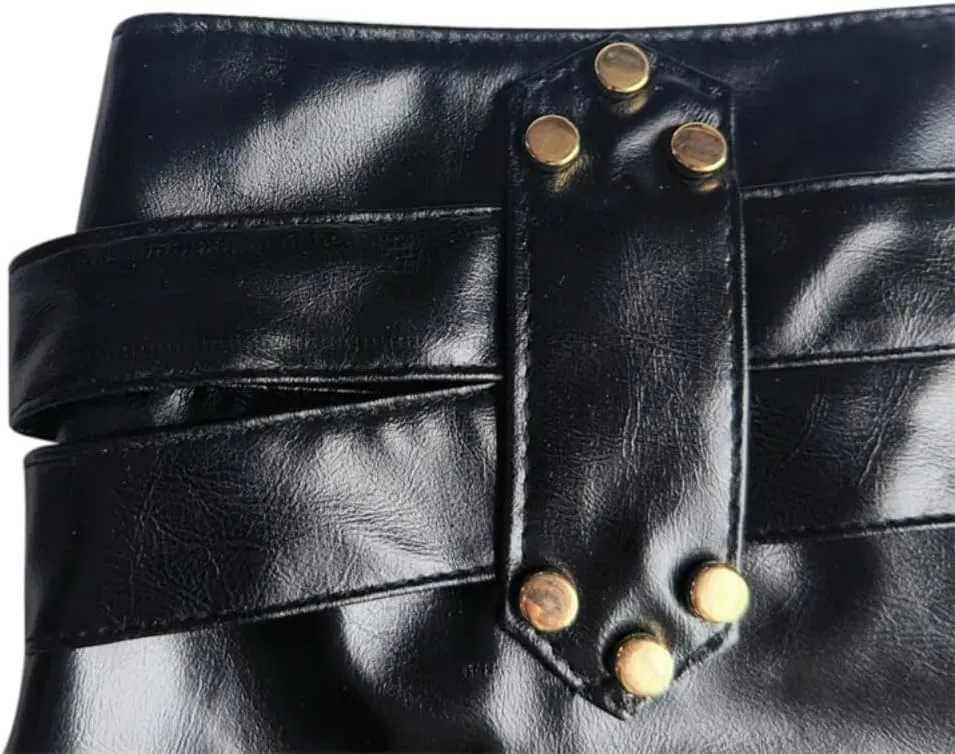 Womens Sexy High-Waisted Faux Leather Shorts Black PU Leather