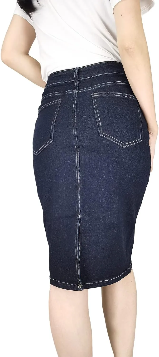 Womens Skort Denim Mini Skirt for Women High Waisted Stretchy Jean Skirt with Slit Jean Skorts Shorts Y2K