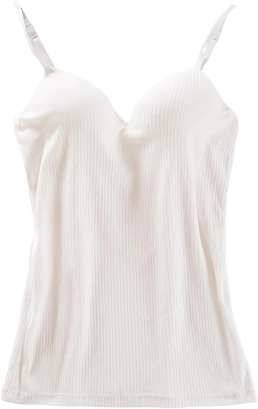 Womens Tank Tops with Built in Bra 2025 Casual V Neck Sleeveless Tees Basic Workout Top Camisole Undershirt Adjustable