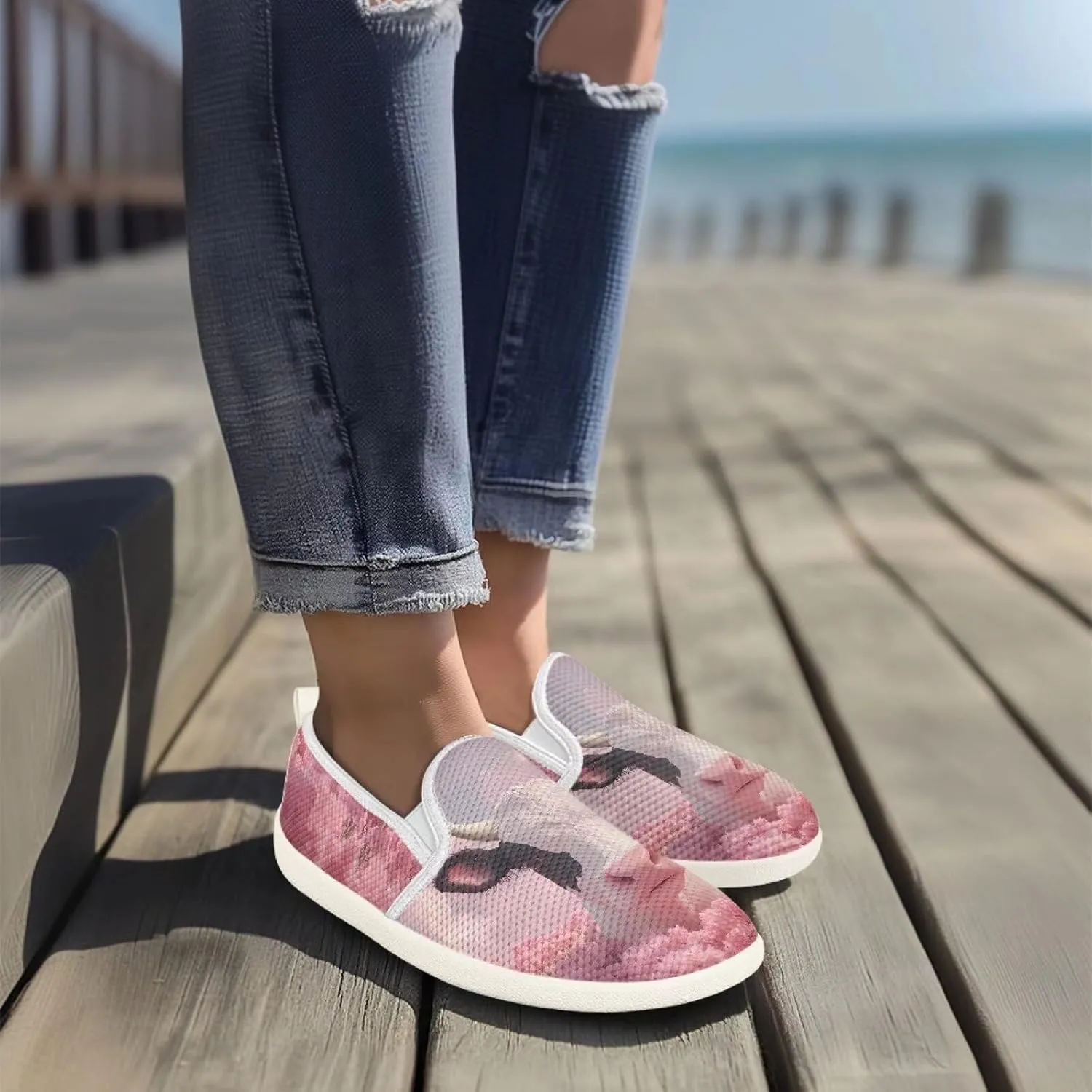 Women's Walking Travel Shoes Slip On Casual Loafers Lightweight Comfort Art Painted Fashion Sneaker for Ladies US Size 6-11