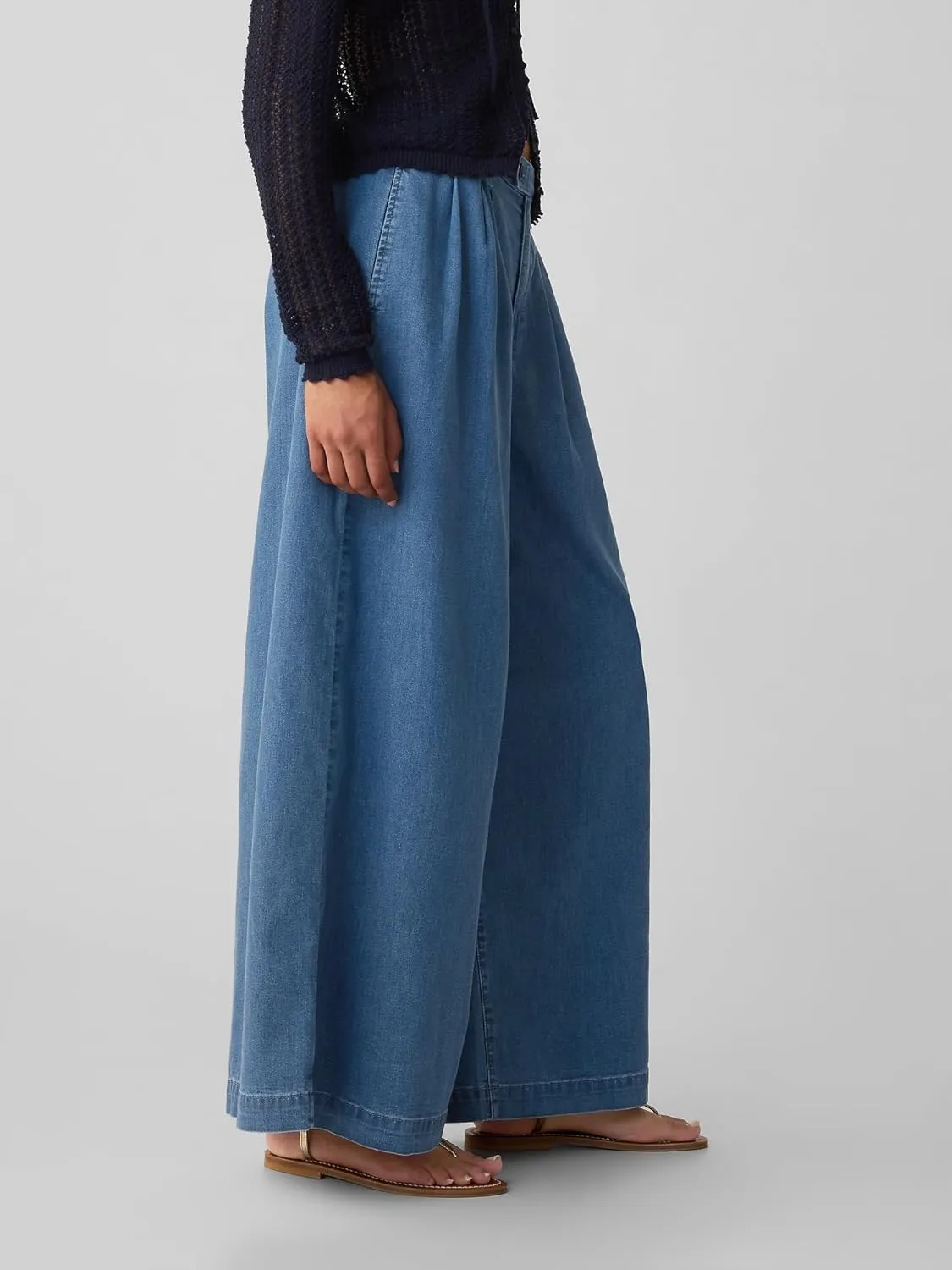 Women's Wide Leg Baggy Jeans High Waisted Loose Denim Palazzo Pants Summer Lightweight Flowy Trousers