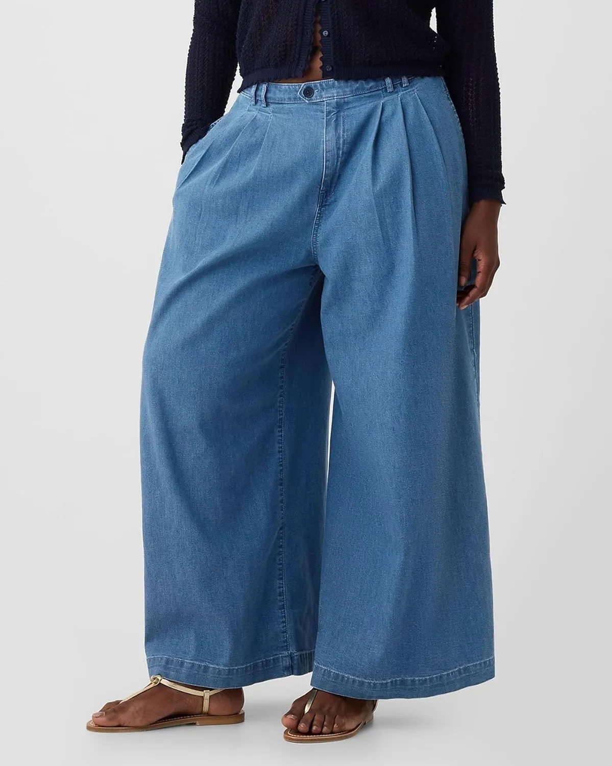Women's Wide Leg Baggy Jeans High Waisted Loose Denim Palazzo Pants Summer Lightweight Flowy Trousers