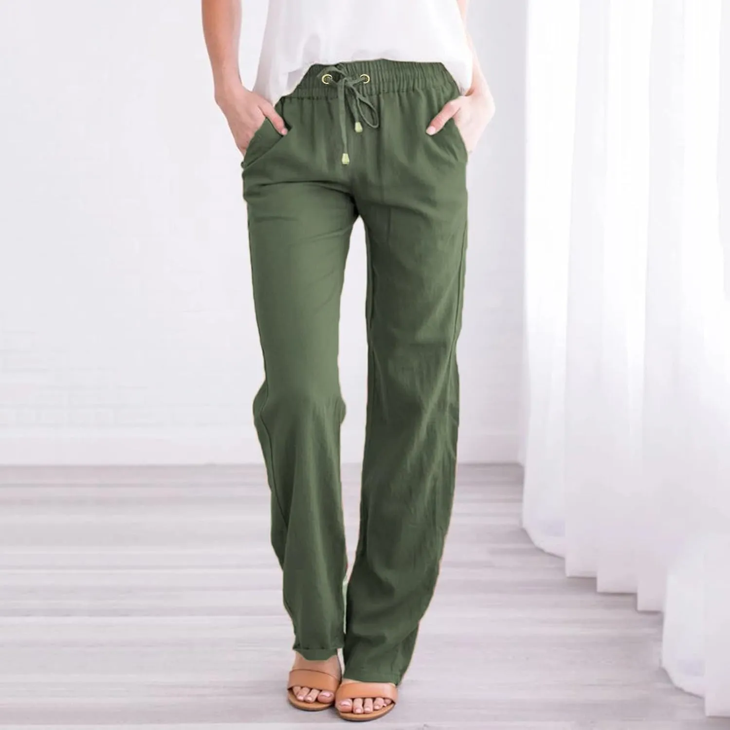 Women's Winter Warm Fleece Joggers Pants Winter Funky Yoga Pants with Pockets Fleece Lined Wide Leg