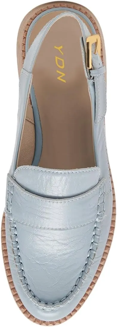 YDN Women Buckle Slingback Pumps Slip On Loafers Block Low Heels Closed Round Toe Dressy Shoes Office Size 4-16 US