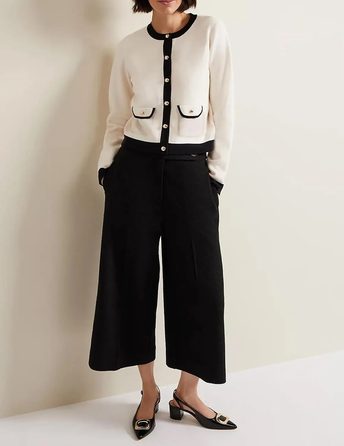 Yousify Womens Button Down Cardigan Long Sleeve Color Block Cropped Cardigan Sweaters Knit Blazer with Pockets