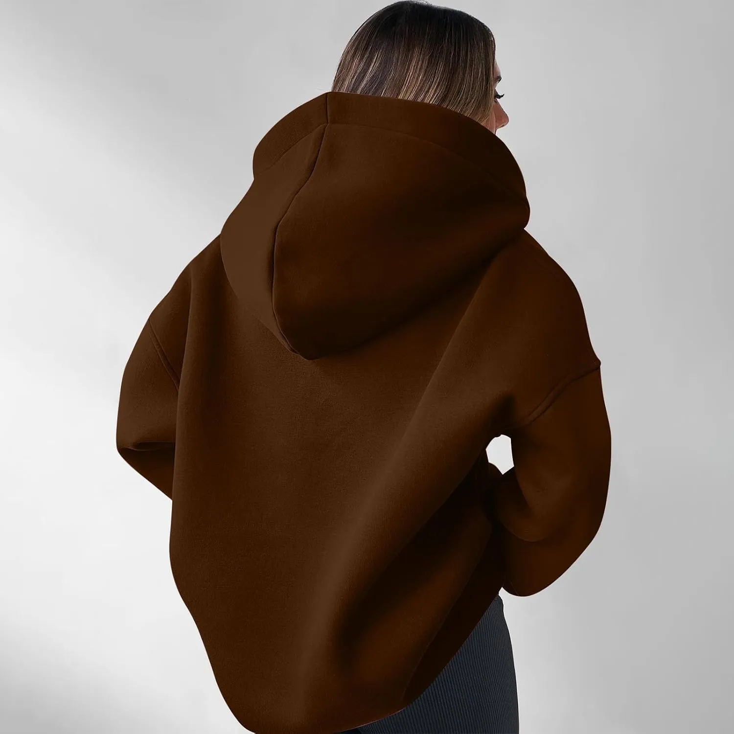 YUHGODO Womens Casual Oversized Hoodies V Neck Long Sleeve Loose Pullovers Sweatshirts Active Preppy Hoodie for Teen Girls