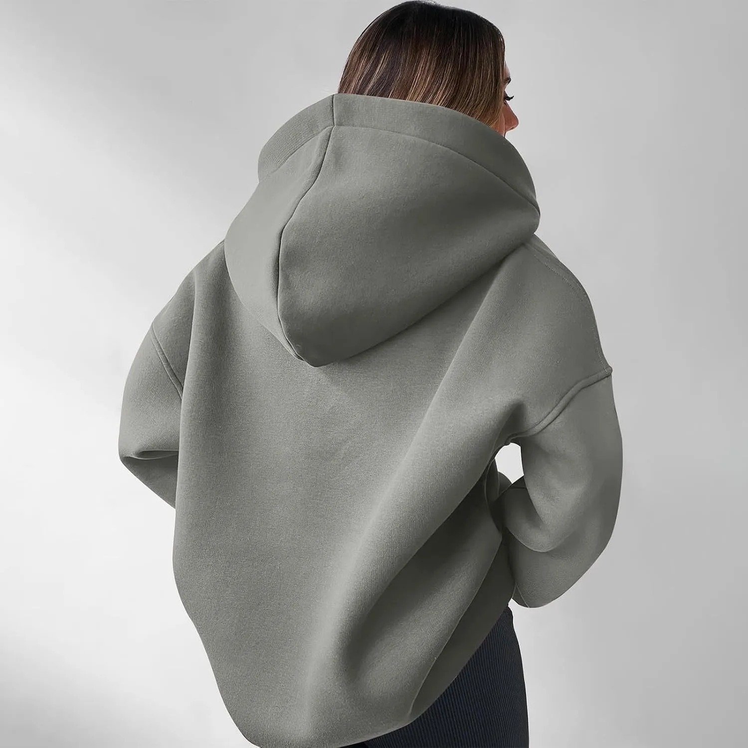 YUHGODO Womens Casual Oversized Hoodies V Neck Long Sleeve Loose Pullovers Sweatshirts Active Preppy Hoodie for Teen Girls