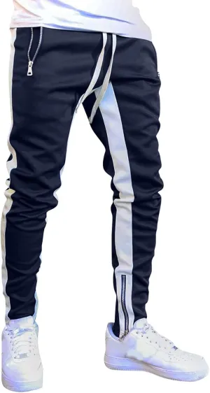 ZYXTIM Work Utility Jogger Pants for Men,Mens Slim Fit Color Block Patchwork Athletic Gym Workout Running Jogger Sweatpants